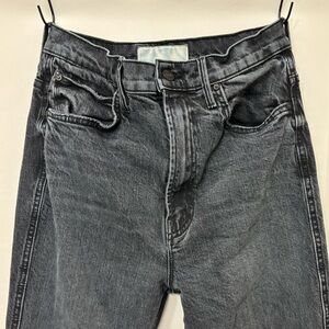 mother superior faded black denim bootcut jeans